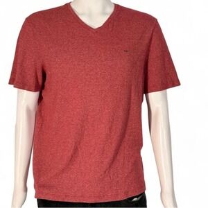 Michael Kors Mens V-Neck T-Shirt Heather Red Marl Short Sleeve Cotton Logo Large